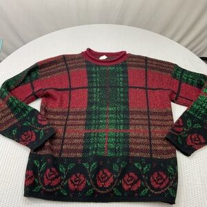 Holiday Time Festive Red and Green Crewneck Sweater